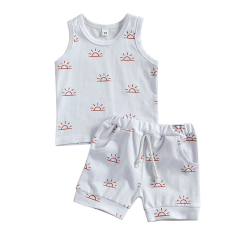 Infant Summer Shorts Set Sleeveless ribbed tank tops set kids shorts set 100% Organic Cotton rib t shirt and shorts