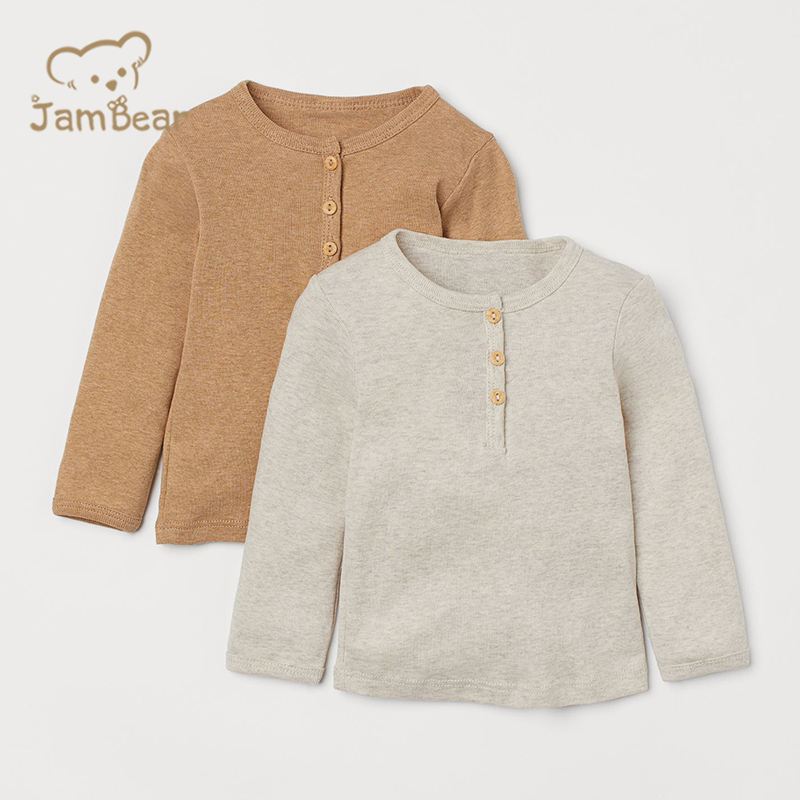 Cotton Boys Henley Tshirt Organic Eco-friendly Baby T Shirt Sustainable Toddler Henley Rib Knit Tee organic cotton tees for kids