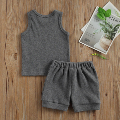 Ribbed toddler shorts set eco-friendly Sleeveless Tank Tops and shorts Organic Cotton Summer rib Outfit sets