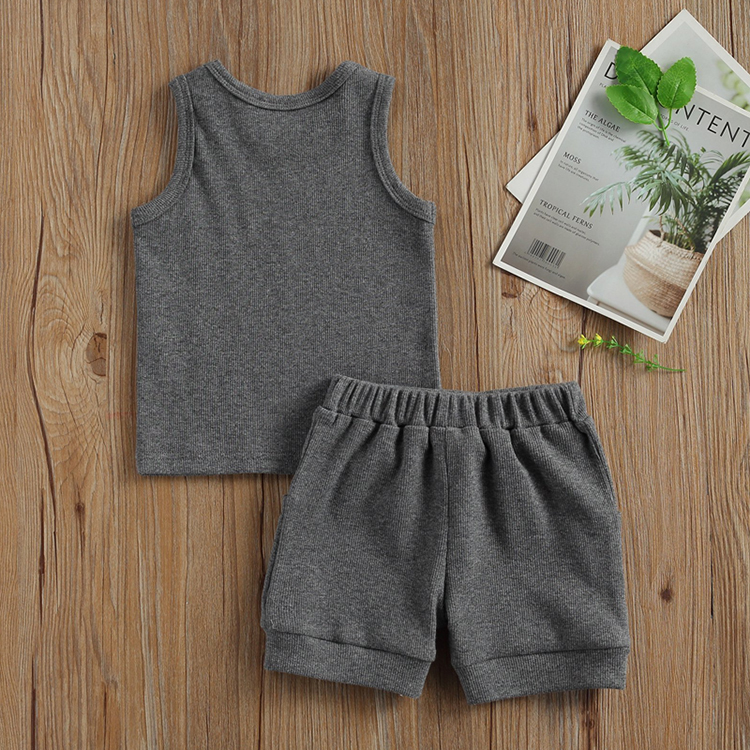Ribbed toddler shorts set eco-friendly Sleeveless Tank Tops and shorts Organic Cotton Summer rib Outfit sets