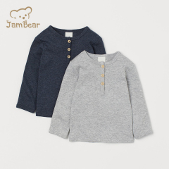 Organic Toddler Henley Rib Knit Tee Sustainable Organic Cotton Henley T Shirt Baby Eco Friendly Boys Tshirt