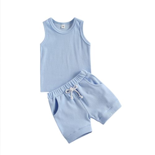 Summer Toddler Shorts Set Organic Cotton ribbed Tank Tops and Shorts eco-friendly Sleeveless ribbed t shirt and Shorts