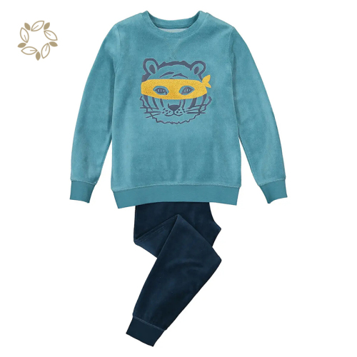 Organic cotton Velour child pajamas sustainable velour kids pyjamas long sleeve eco friendly enfant pyjama