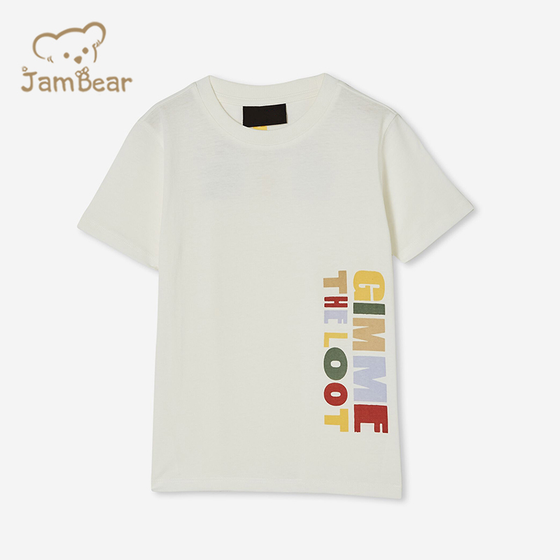 Organic cotton kids t shirt sustainable children tshirt print eco friendly kids tee shirt short sleeve