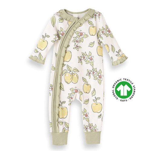 100% GOTS cotton baby rompers toddler zip sleeper organic cotton Baby Girl Floral Romper baby zip sleepsuit