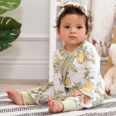 100% GOTS cotton baby rompers toddler zip sleeper organic cotton Baby Girl Floral Romper baby zip sleepsuit