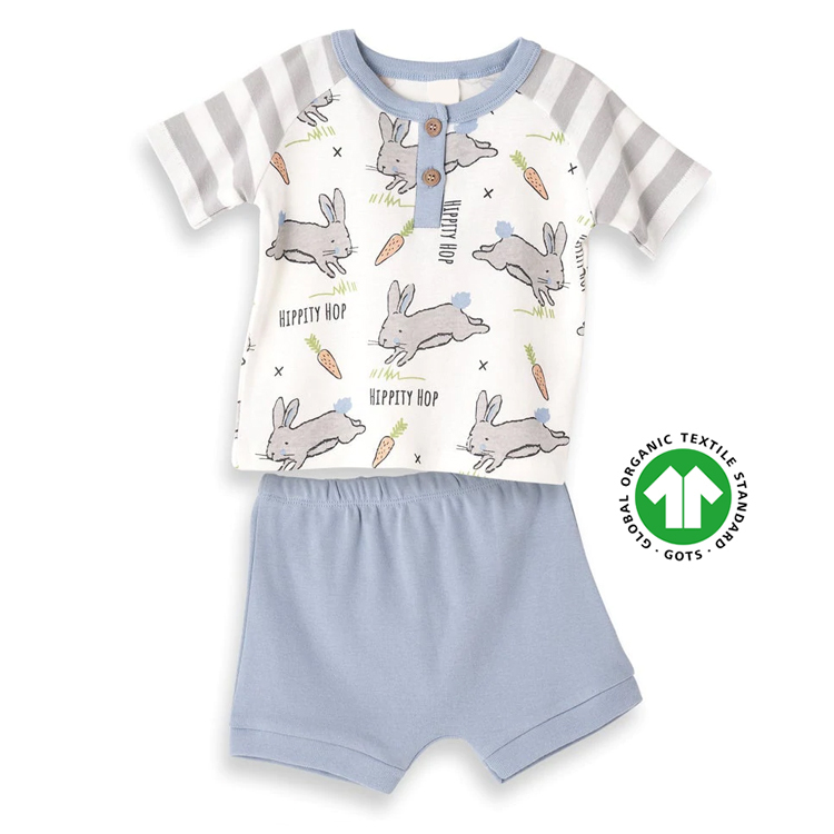 Toddler Henley Tee & Shorts organic cotton t shirt and shorts eco-friendly baby shorts set 100% GOTS cotton clothing