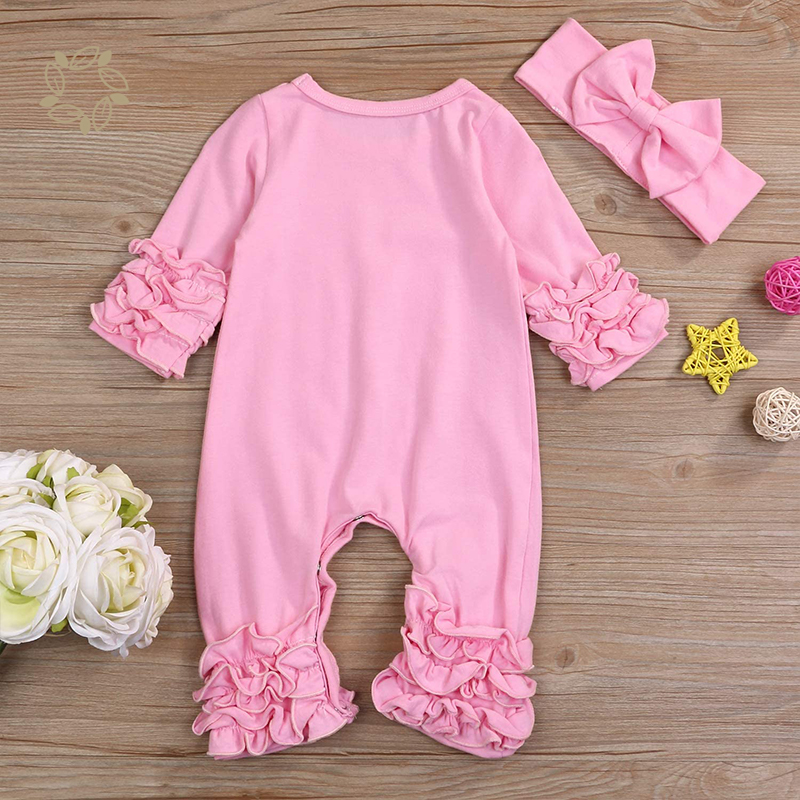 Organic bamboo ruffler baby romper eco friendly ruffle Jumpsuit for infant sustainable baby ruffle romper baby clothes