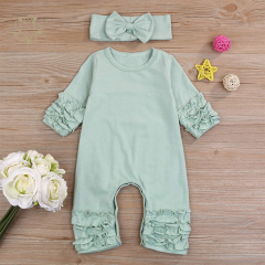 Organic bamboo ruffler baby romper eco friendly ruffle Jumpsuit for infant sustainable baby ruffle romper baby clothes