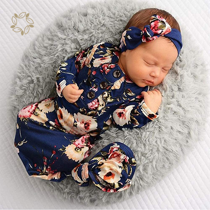 Organic bamboo knotted gown bundle with headwrap eco friendly newborn knotted gown sustainable baby knotted gown