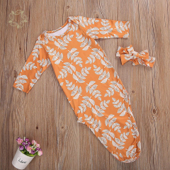 Organic bamboo knotted gown bundle with headwrap eco friendly newborn knotted gown sustainable baby knotted gown