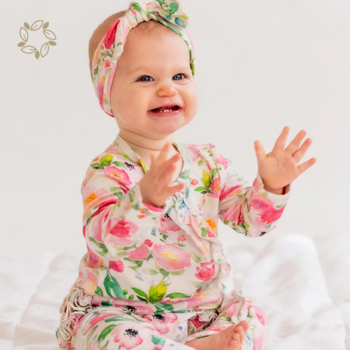 Organic bamboo ruffle Jumpsuit for infant sustainable baby girl ruffle romper eco friendly ruffled baby romper