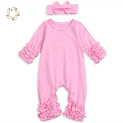 Organic bamboo ruffler baby romper eco friendly ruffle Jumpsuit for infant sustainable baby ruffle romper baby clothes