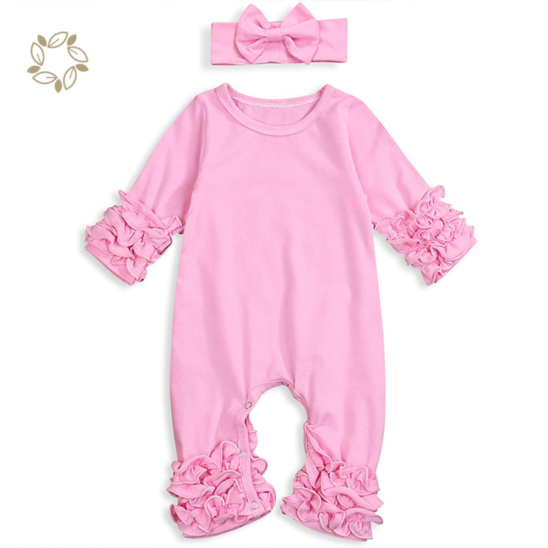 Organic bamboo ruffler baby romper eco friendly ruffle Jumpsuit for infant sustainable baby ruffle romper baby clothes