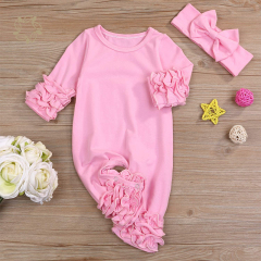 Organic bamboo ruffler baby romper eco friendly ruffle Jumpsuit for infant sustainable baby ruffle romper baby clothes