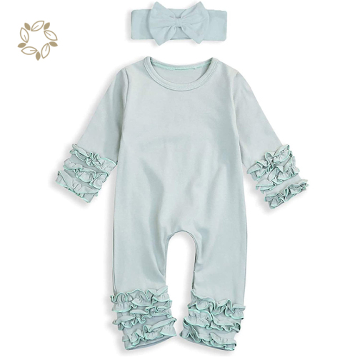 Organic bamboo ruffler baby romper eco friendly ruffle Jumpsuit for infant sustainable baby ruffle romper baby clothes