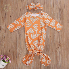 Organic bamboo knotted gown bundle with headwrap eco friendly newborn knotted gown sustainable baby knotted gown