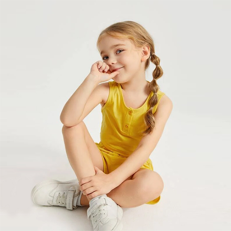 Girls shorts sets organic cotton kid t shirt and shorts Toddler Girls Rib-knit Tank Top and Track Shorts Set