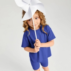 Kid girl Outfit organic cotton Baby Tops and Pants Suit Toddler Girls Drop Shoulder Top & Biker Shorts Set