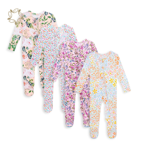 Organic bamboo baby sleepsuit eco friendly bamboo footed onesie sustainable infant ruffle romper