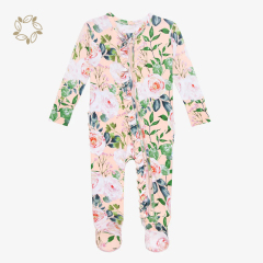 Organic bamboo baby sleepsuit eco friendly bamboo footed onesie sustainable infant ruffle romper
