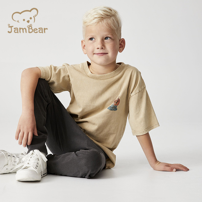 Organic cotton print t shirts kids sustainable children's t-shirt eco friendly kids t shirt printing short sleeve