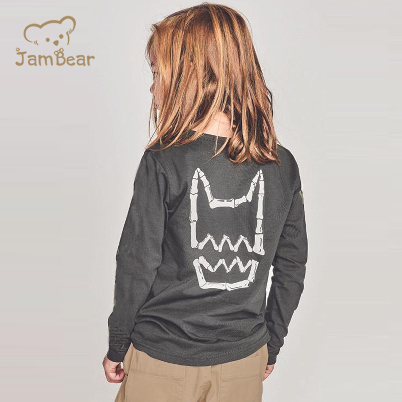 Print 100% organic cotton tshirt sustainable t shirt kids eco friendly children top t shirt long sleeve