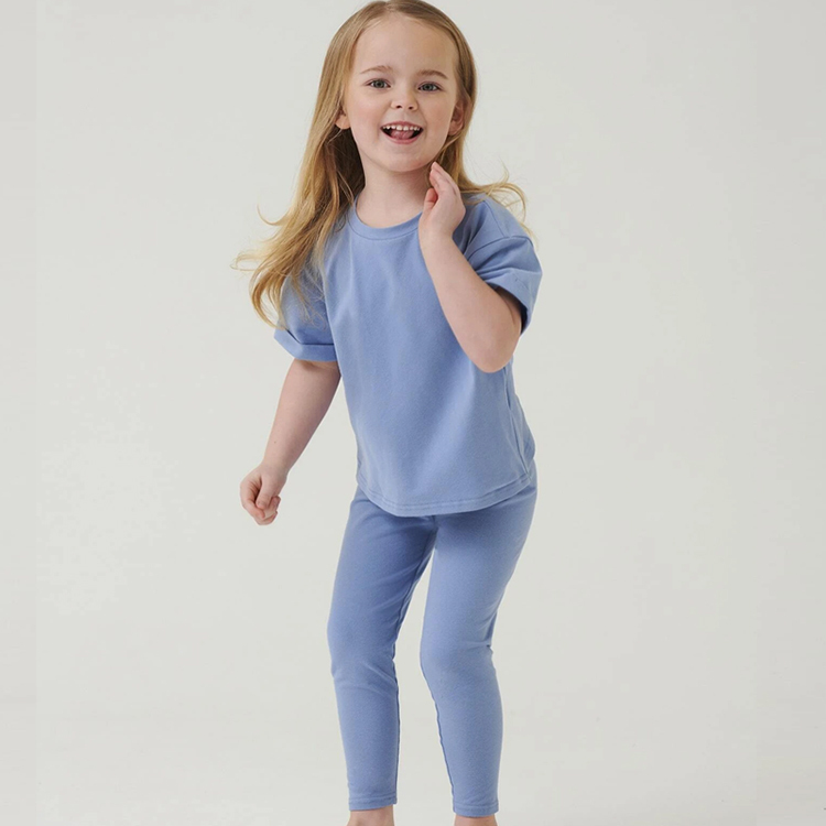 Toddler Girls Solid Roll Up Sleeve Tee & Leggings Set organic cotton girl clothing set Kids girl Outfit Two Piece Kids Set