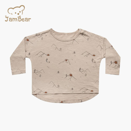 Organci cotton t shirt kids boy tee eco friendly kids printed tshirt sustainable long sleeve t shirt for toddler