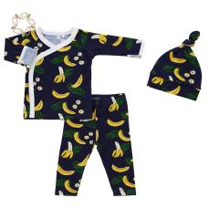 Organic bamboo baby top and pants and beanie eco friendly newborn pyjamas and beanie sustainable baby clothing sets