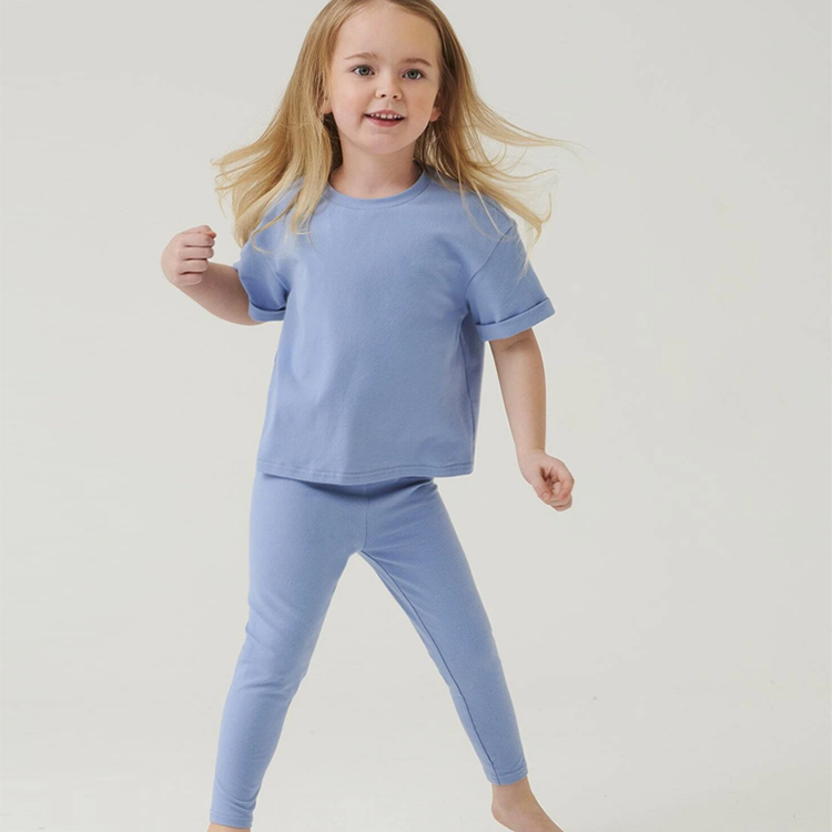 Toddler Girls Solid Roll Up Sleeve Tee & Leggings Set organic cotton girl clothing set Kids girl Outfit Two Piece Kids Set