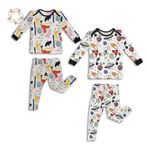 Sustainable envelope collar toddle pyjamas sustainable digital printing enfant pyjama eco friendly children's pajamas wholesale