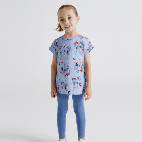 Kid girl ribbed leggings set organic cotton Two Piece Kids Set children short sleeve top and Leggings