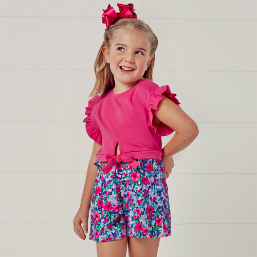 Kid short sleeve top and Shorts organic cotton Toddler shorts sets kid t shirt and shorts Baby girls Outfit