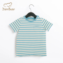 Organic cotton children tshirt eco friendly Striped kids tee shirt sustainable children tee knit short sleeve top