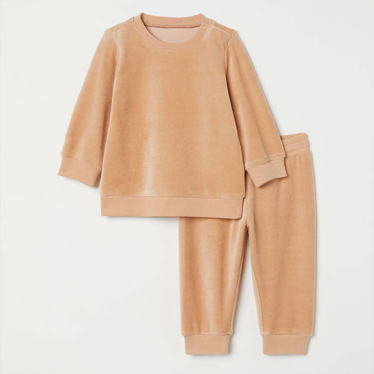 Natural Baby sweatshirt and joggers set Velour Relaxed children top and Leggings Organic Cotton baby sportswear