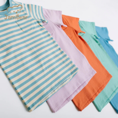 Organic cotton children tshirt eco friendly Striped kids tee shirt sustainable children tee knit short sleeve top