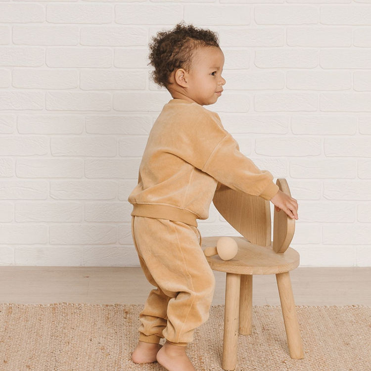 Velour Relaxed baby sportswear Organic Cotton toddler two piece set Eco-friendly children top and Leggings