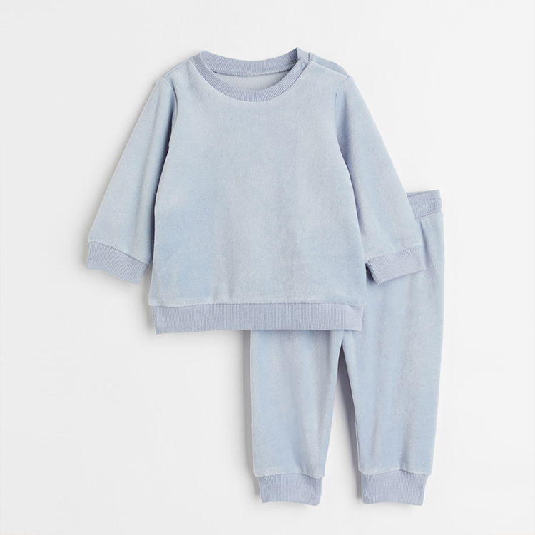Natural Baby sweatshirt and joggers set Velour Relaxed children top and Leggings Organic Cotton baby sportswear