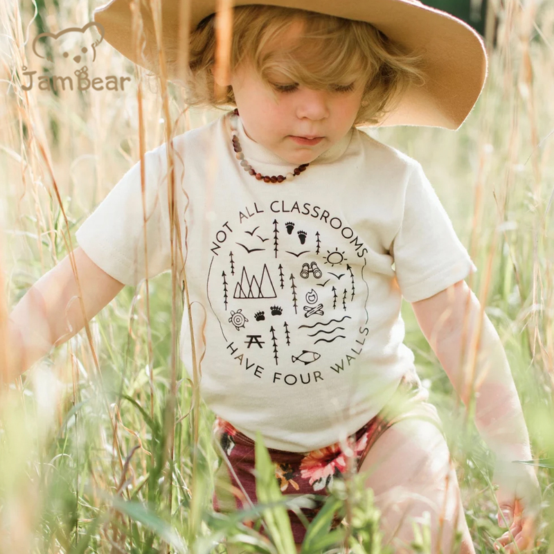 Sustainable toddler boys t-shirts eco friendly t-shirts toddler organic cotton baby print t-shirts