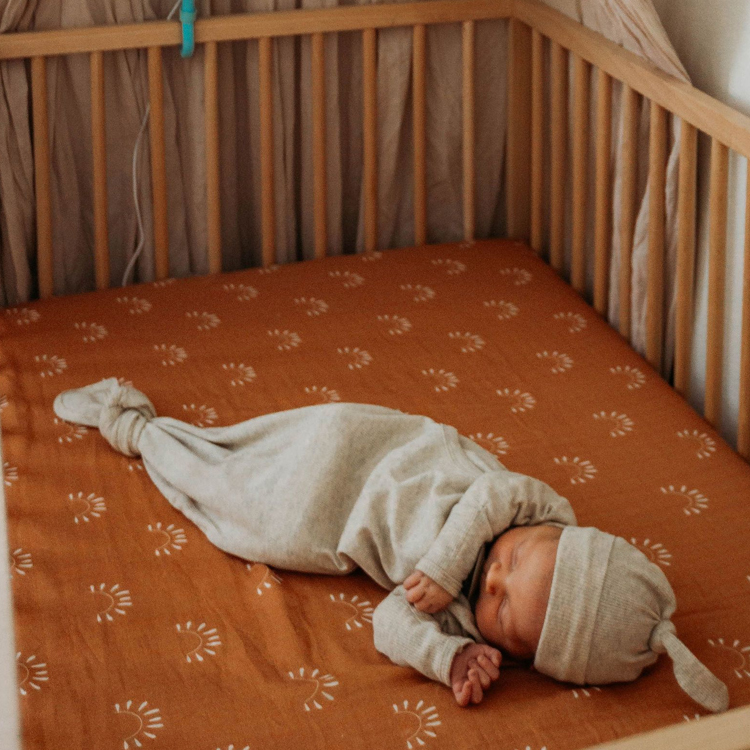 Muslin Baby bed sheet set Custom printed Crib Sheet Organic cotton baby bedding baby bed sheet