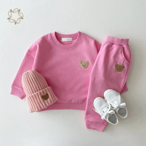 Sustainable toddler joggers set bamboo cotton french terry 1-5years baby clothing set eco friendly toddler clothing set