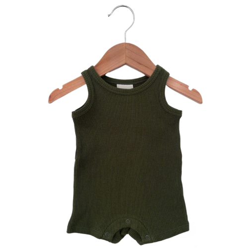Organic Waffle Shortie Romper Summer Sleeveless bodysuit organic cotton baby tank rompers