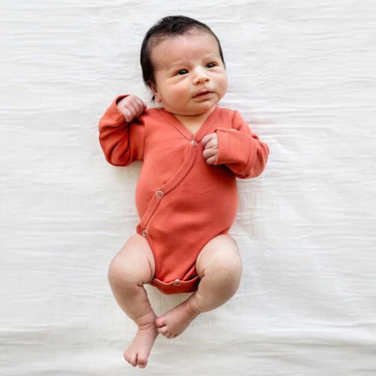 Organic Kimono Bodysuit sustainable infant onesie organic cotton baby bodysuit Long sleeve baby bodysuits