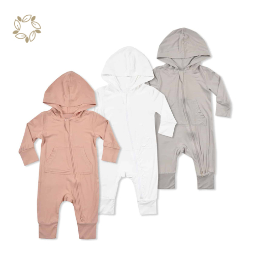 Organic bamboo baby clothes zip up onesie eco friendly baby hoodie romper sustainable baby zip sleepsuit