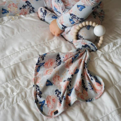 Sustainable baby security blanket organic bamboo baby soothing blanket printed eco friendly baby soothe