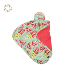 Organic bamboo Security Blankie sustainable teething ring blanket eco friendly security blanket baby soothe