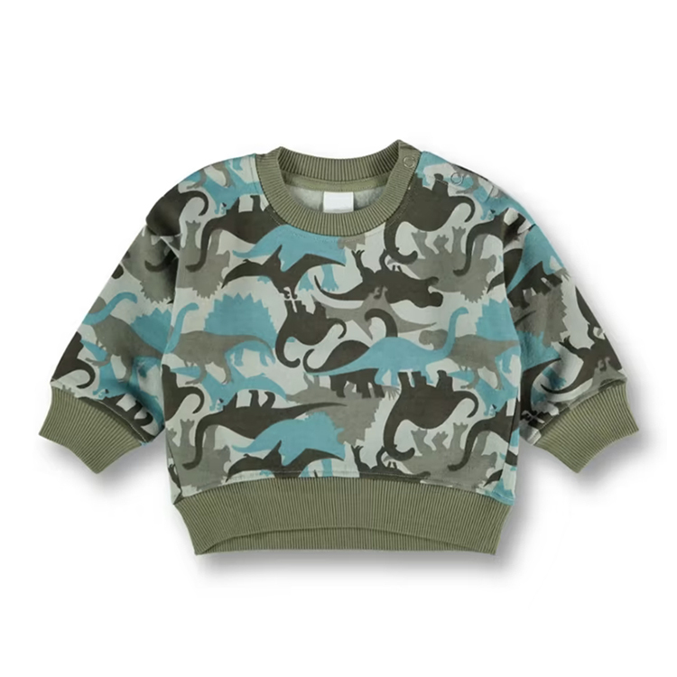 baby printed fleece sweatshirts Organic cotton kid pullover Eco-friendly CrewNeck Pullover Sweatshirt