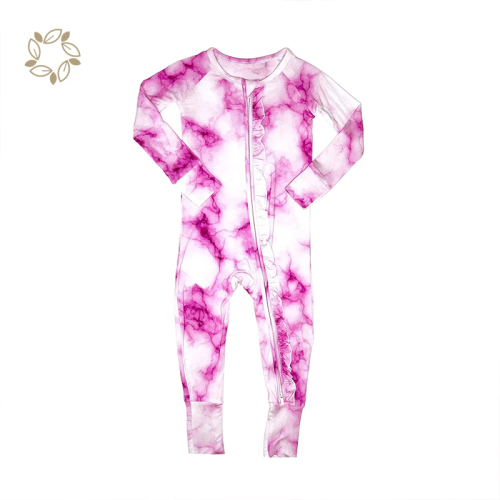 Organic bamboo tie dye baby romper sustainable bamboo jumpsuit newborn eco friendly 2 way zipper onesie for baby