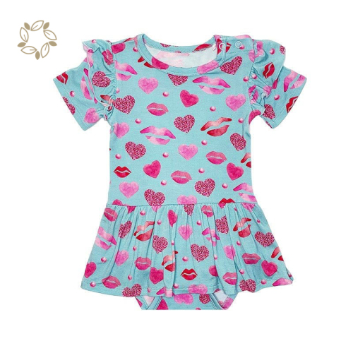 Organic bamboo baby twirl bodysuit sustainable bamboo ruffled twirls bodysuit for baby eco friendly baby girls clothes